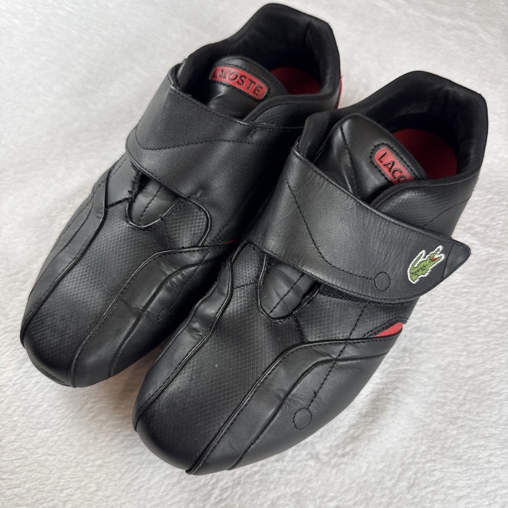 Lacoste Men's Black/Red Sneaker Shoes Size 8.5